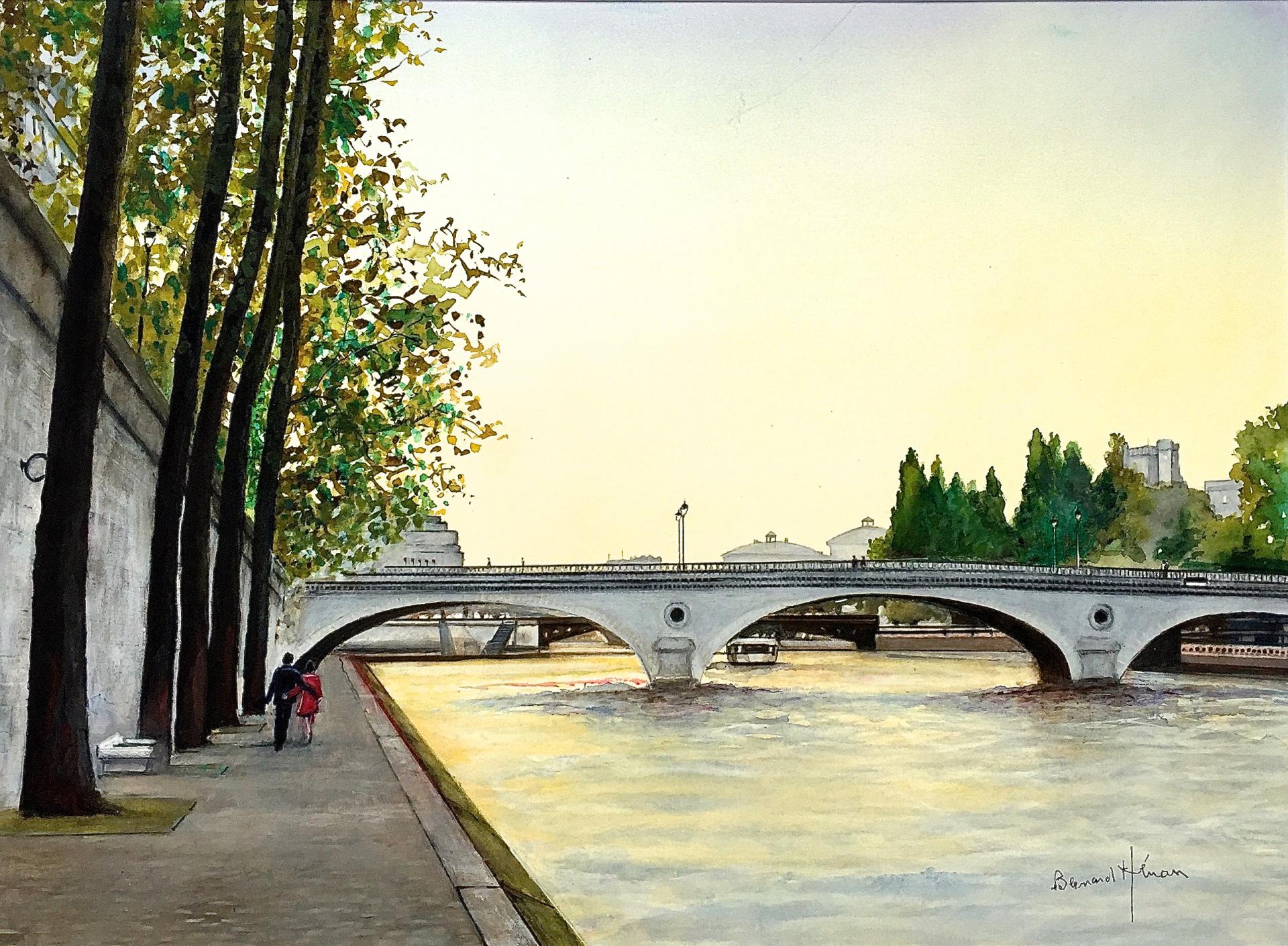 Paris - Pont Louis Phillipe  un soir d'été